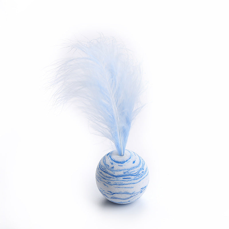 The Bounce & Pounce Ball – Feather Cat Toy for Chasing, Chewing & Fun - Curated Little Paws