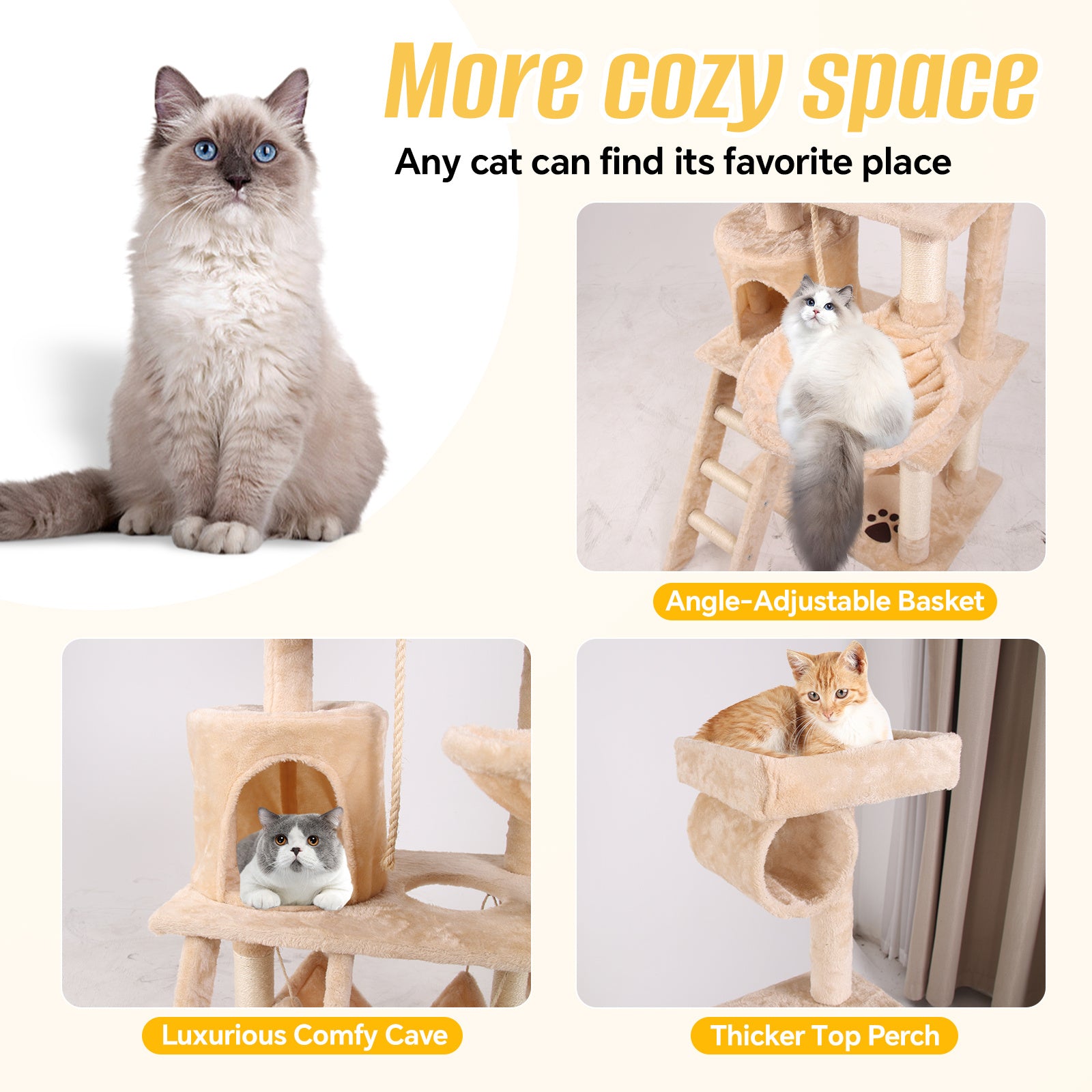 Multi-Level Cat Tree Apartment - Curated Little Paws