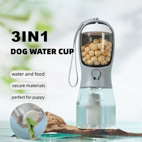 Portable Pet Water Cup with Food & Waste Bag Storage - Curated Little Paws