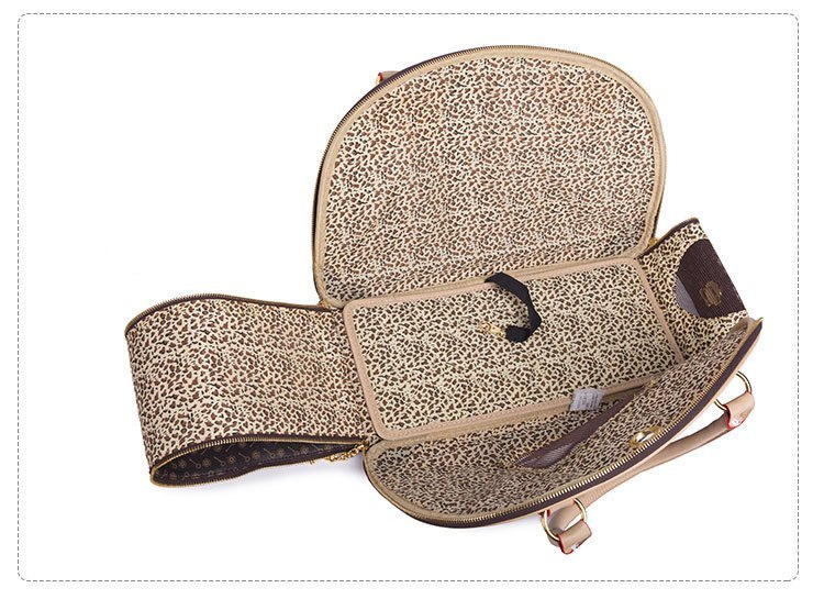 The Pup & Go Luxe Carrier – Stylish PU Leather Travel Bag - Curated Little Paws