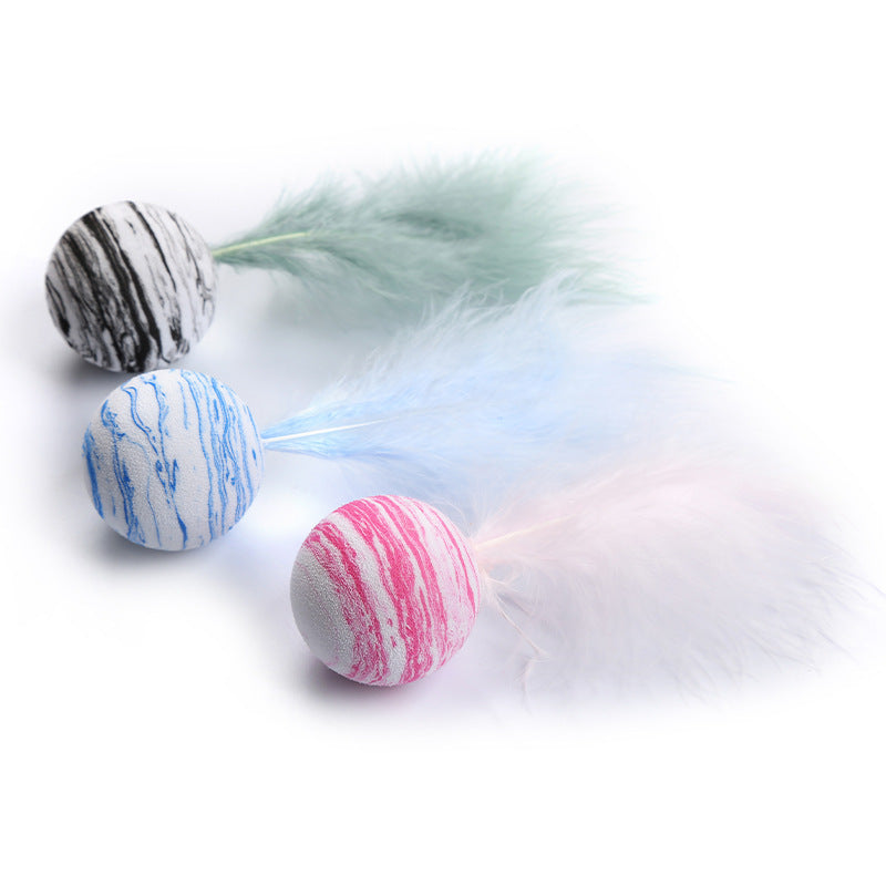 The Bounce & Pounce Ball – Feather Cat Toy for Chasing, Chewing & Fun - Curated Little Paws