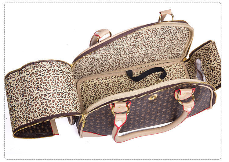 The Pup & Go Luxe Carrier – Stylish PU Leather Travel Bag - Curated Little Paws