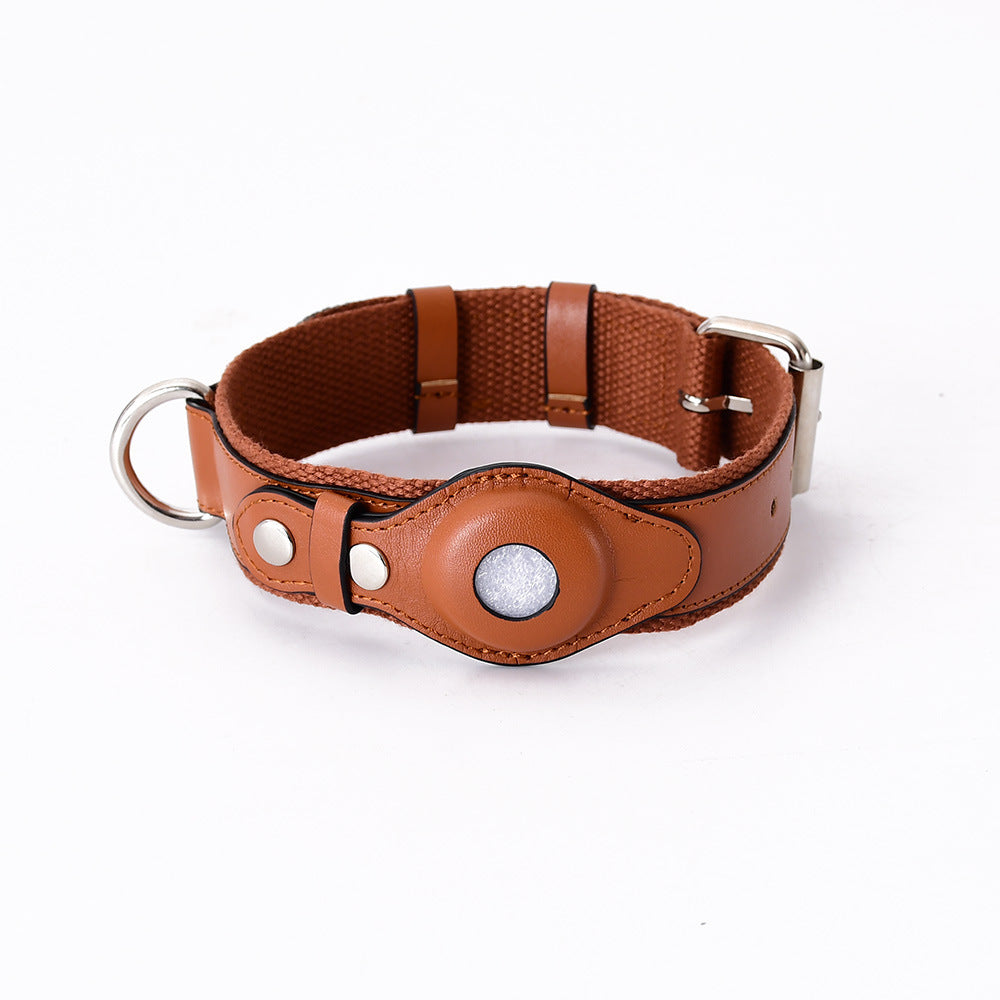 Leather Collar with Apple AirTag Holder - Curated Little Paws