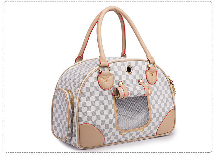 The Pup & Go Luxe Carrier – Stylish PU Leather Travel Bag - Curated Little Paws