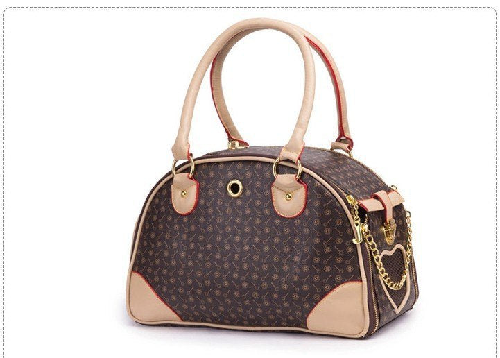 The Pup & Go Luxe Carrier – Stylish PU Leather Travel Bag - Curated Little Paws