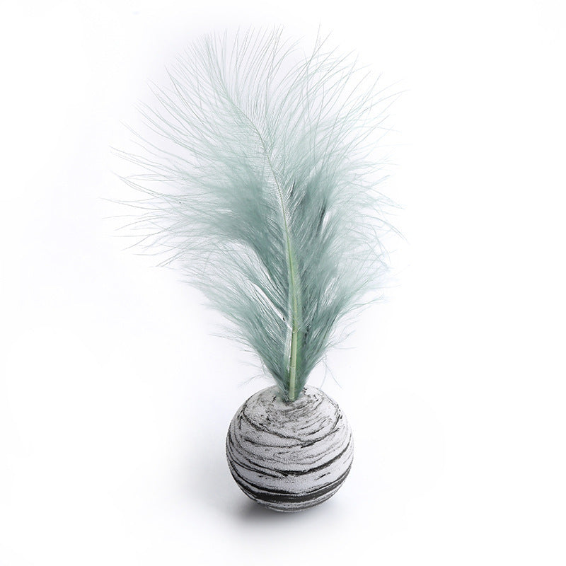 The Bounce & Pounce Ball – Feather Cat Toy for Chasing, Chewing & Fun - Curated Little Paws