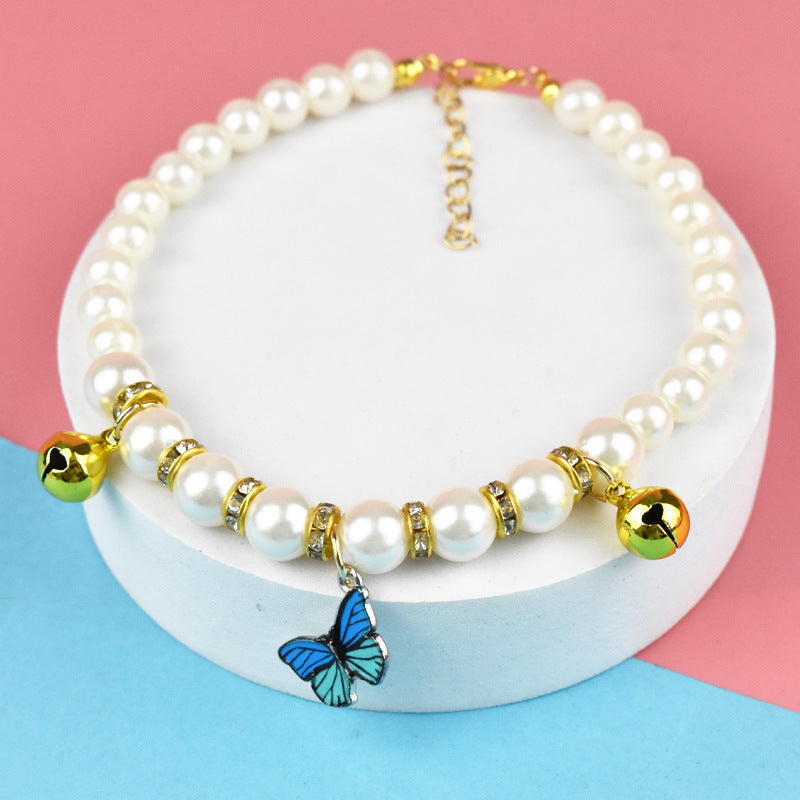 Pearl Necklace with Gold, Silver, or Butterfly Charm - Curated Little Paws