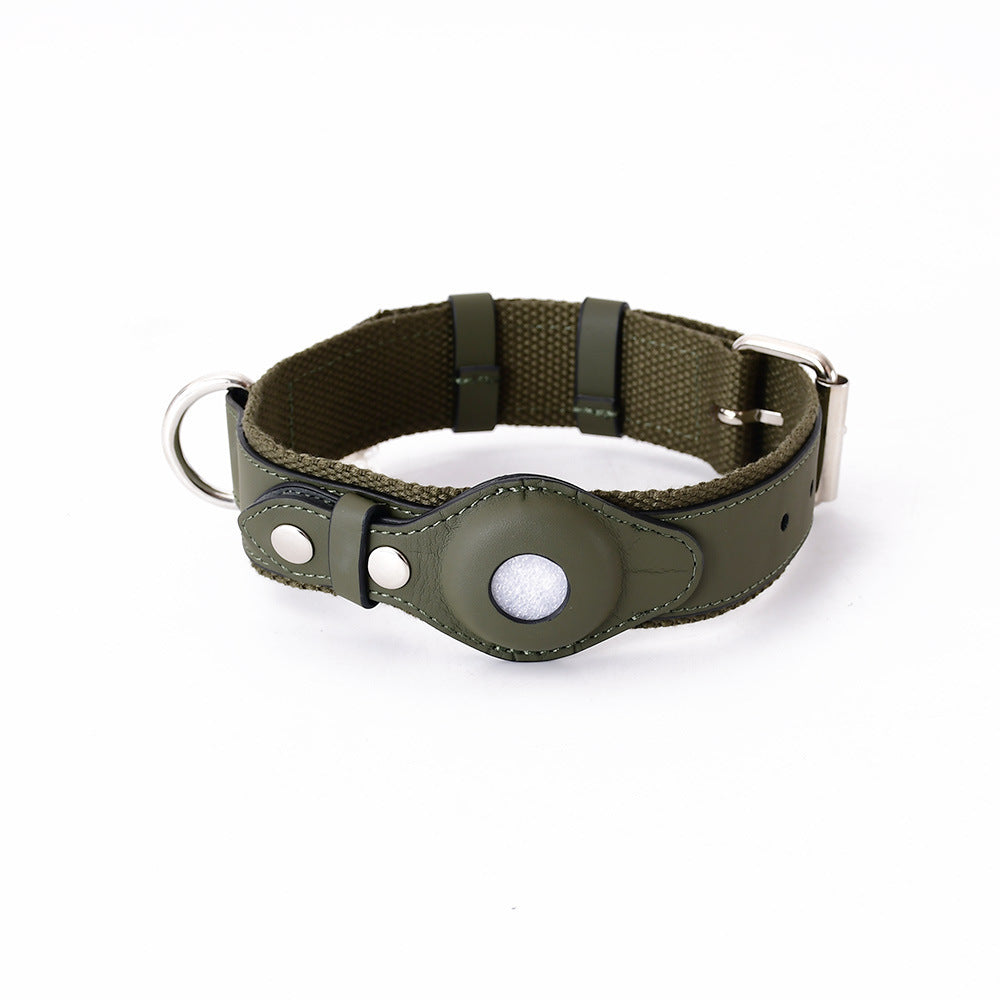 Leather Collar with Apple AirTag Holder - Curated Little Paws