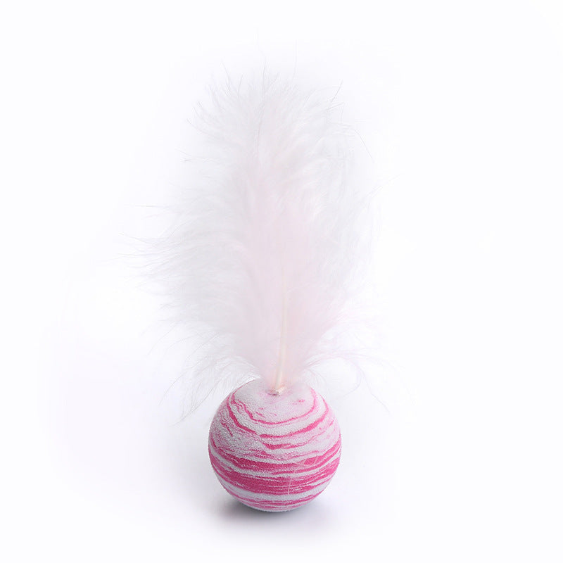 The Bounce & Pounce Ball – Feather Cat Toy for Chasing, Chewing & Fun - Curated Little Paws