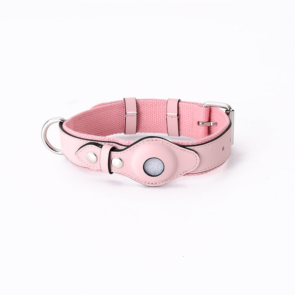 Leather Collar with Apple AirTag Holder - Curated Little Paws
