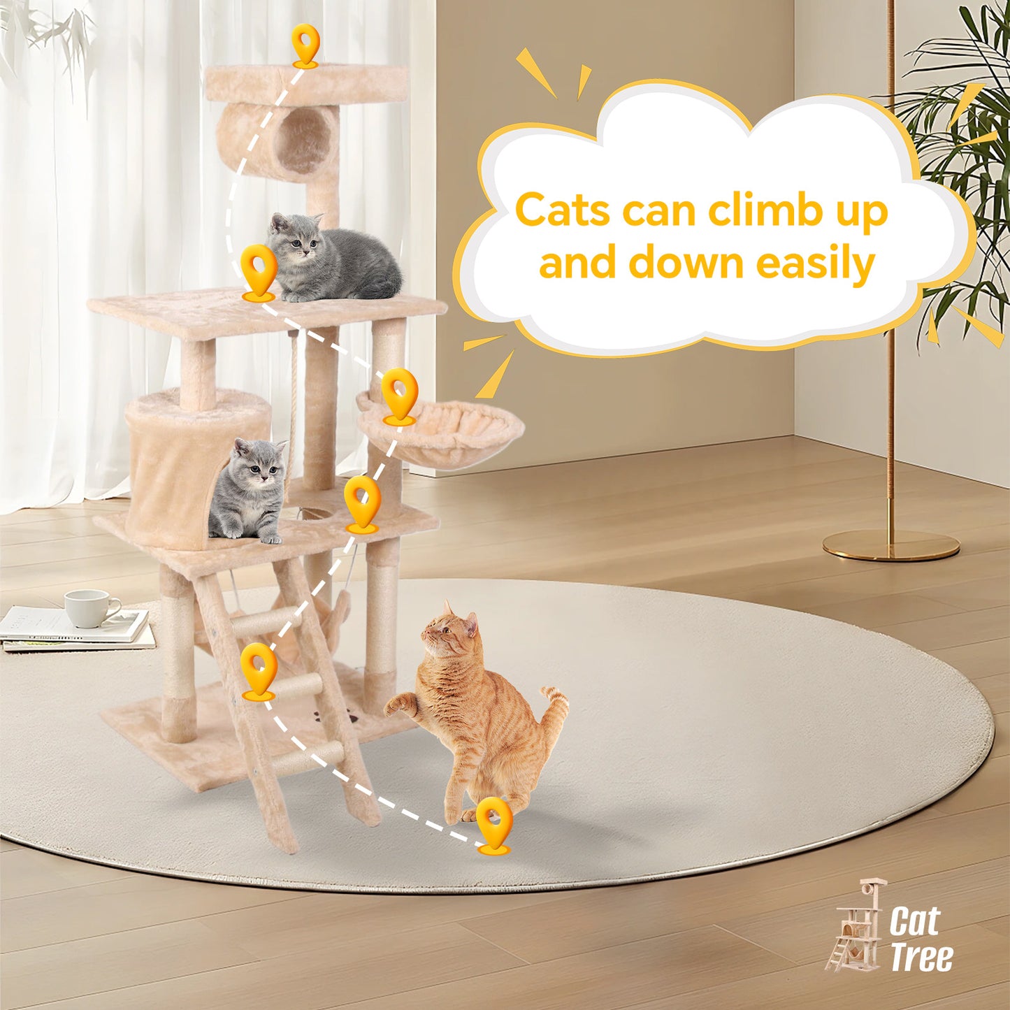 Multi-Level Cat Tree Apartment - Curated Little Paws