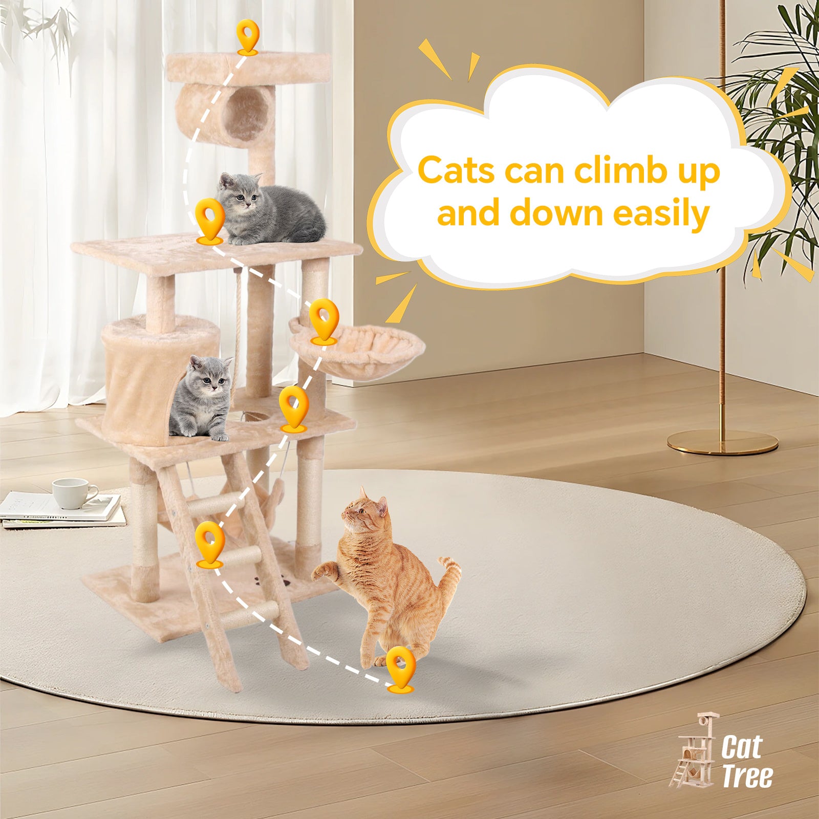 Multi-Level Cat Tree Apartment - Curated Little Paws