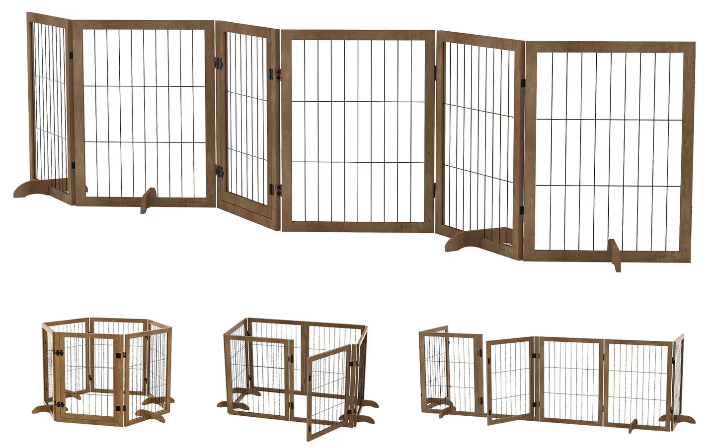 Extra Wide Wooden Dog Barrier with Walk-Through Door - Curated Little Paws