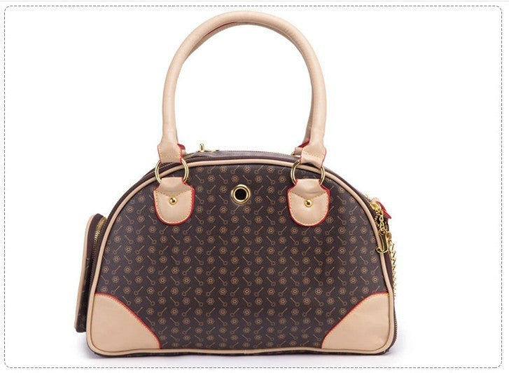 The Pup & Go Luxe Carrier – Stylish PU Leather Travel Bag - Curated Little Paws