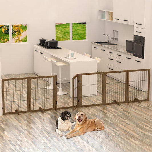 Extra Wide Wooden Dog Barrier with Walk-Through Door - Curated Little Paws