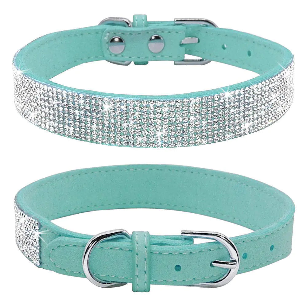 Velvety Rhinestone Dog Collar - Curated Little Paws
