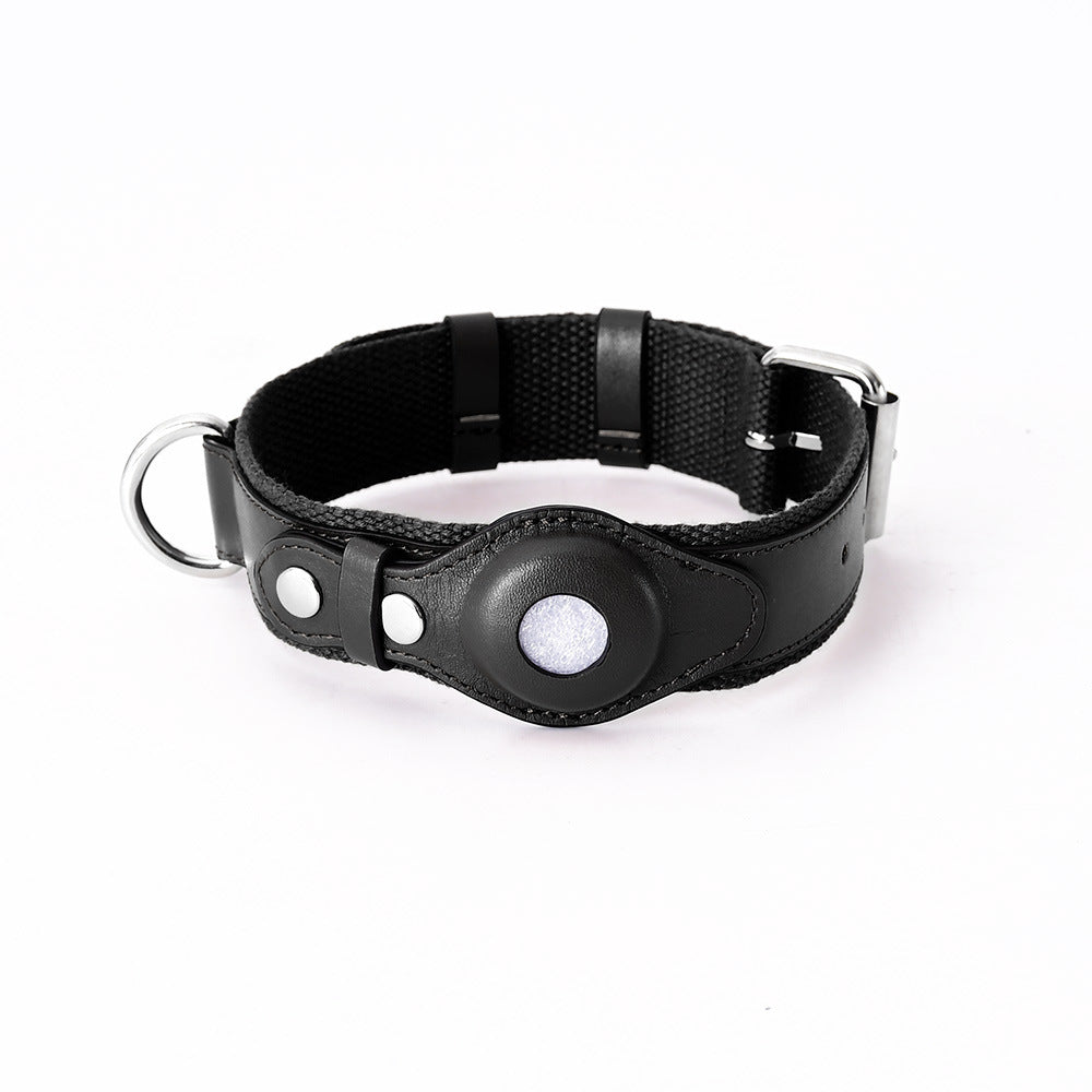 Leather Collar with Apple AirTag Holder - Curated Little Paws