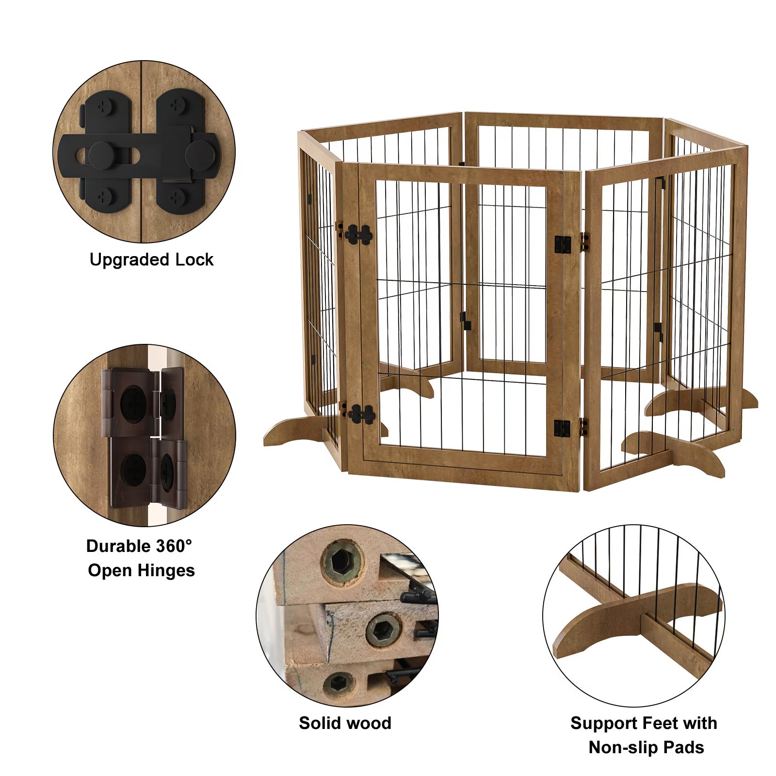 Extra Wide Wooden Dog Barrier with Walk-Through Door - Curated Little Paws