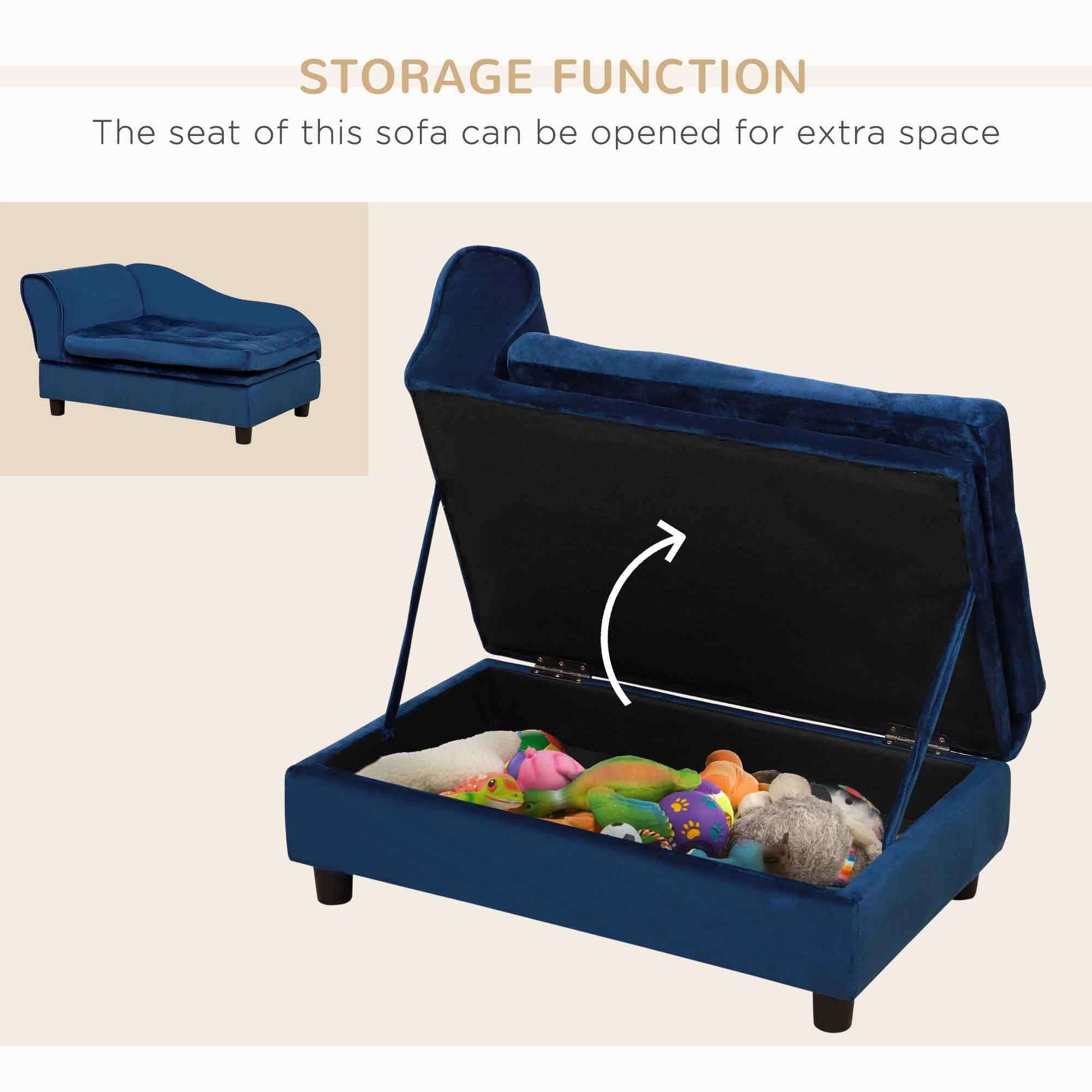Luxury Small Dog Sofa Bed with Hidden Storage - Curated Little Paws