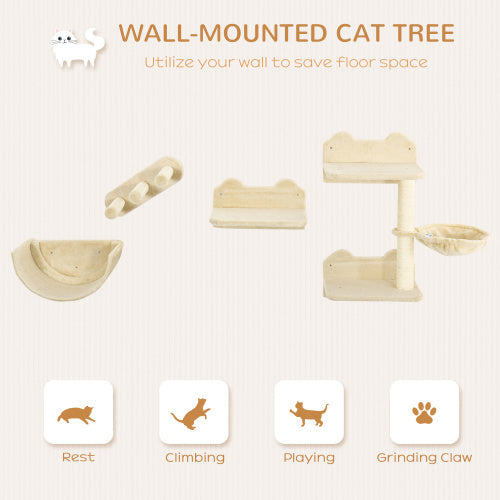 The Catwalk Set – Wall-Mounted Cat Shelves with Hammock, Perches & Scratching Post - Curated Little Paws