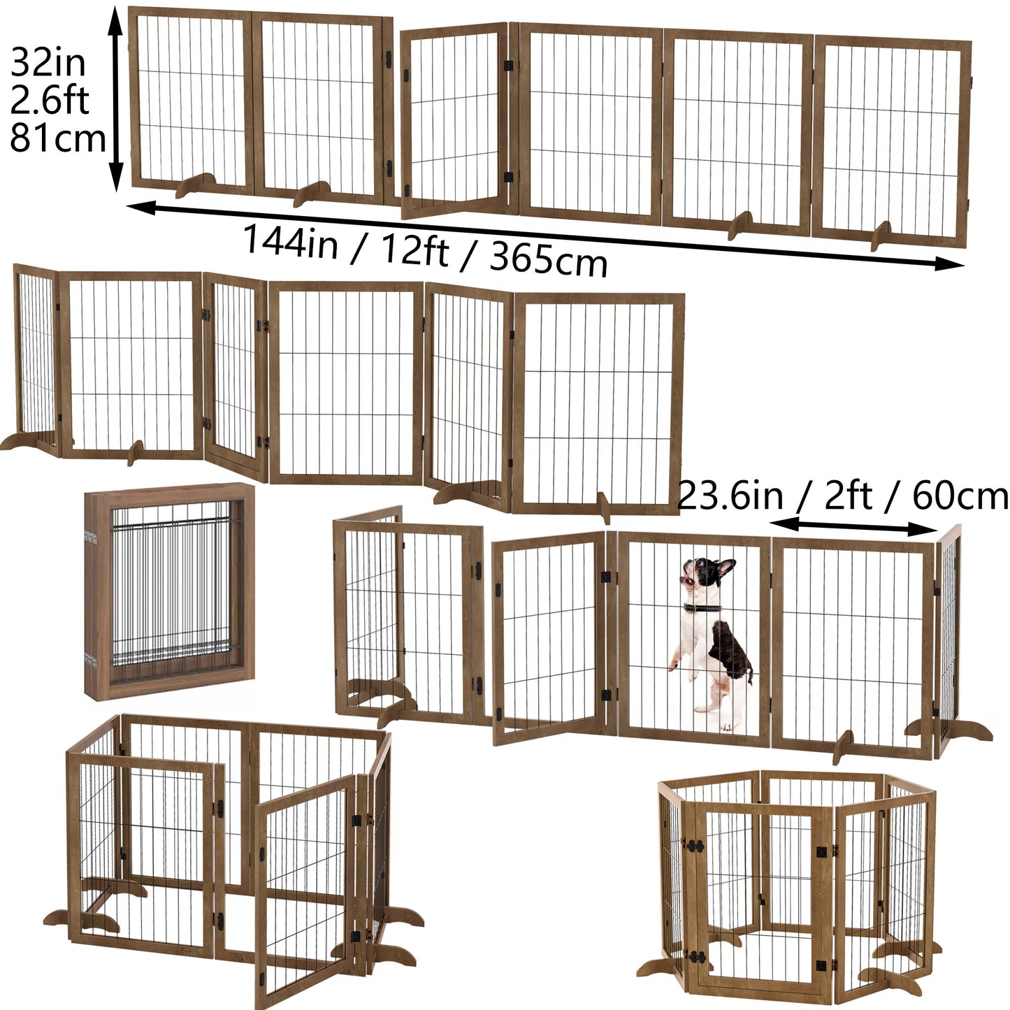 Extra Wide Wooden Dog Barrier with Walk-Through Door - Curated Little Paws