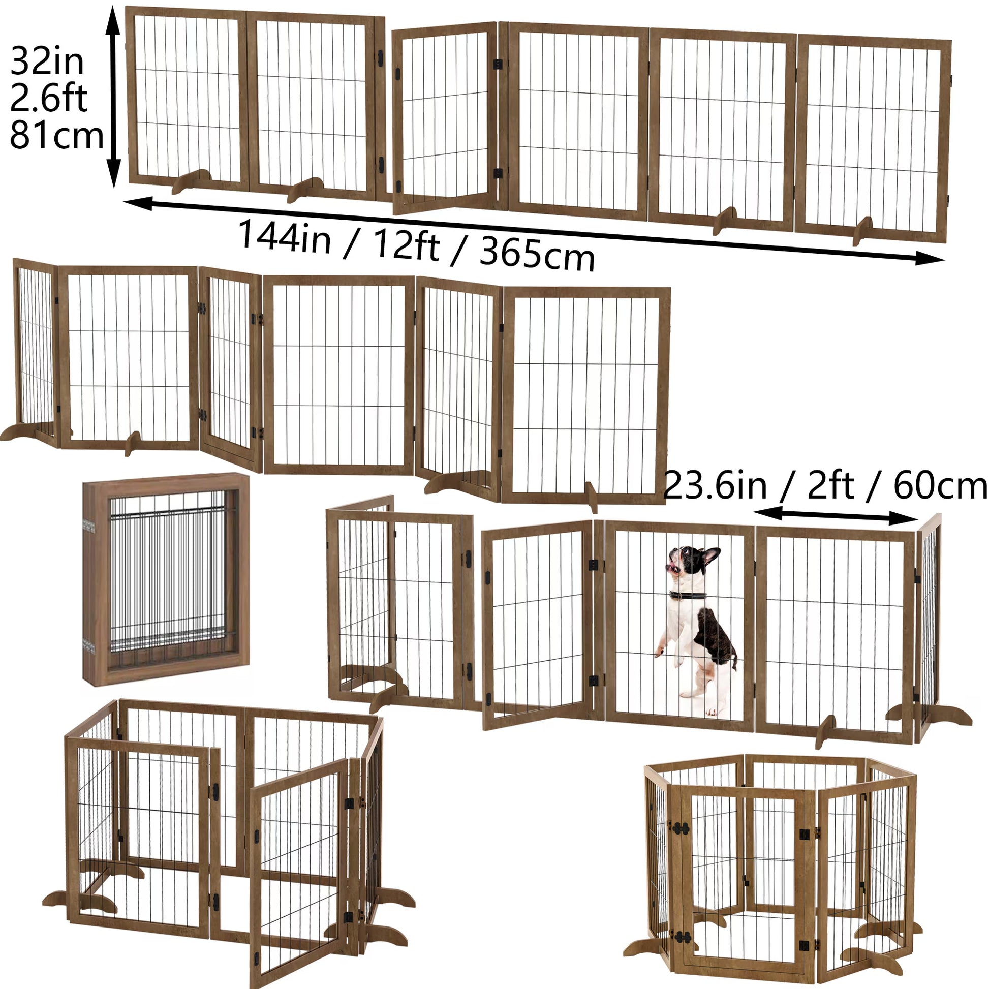 Extra Wide Wooden Dog Barrier with Walk-Through Door - Curated Little Paws